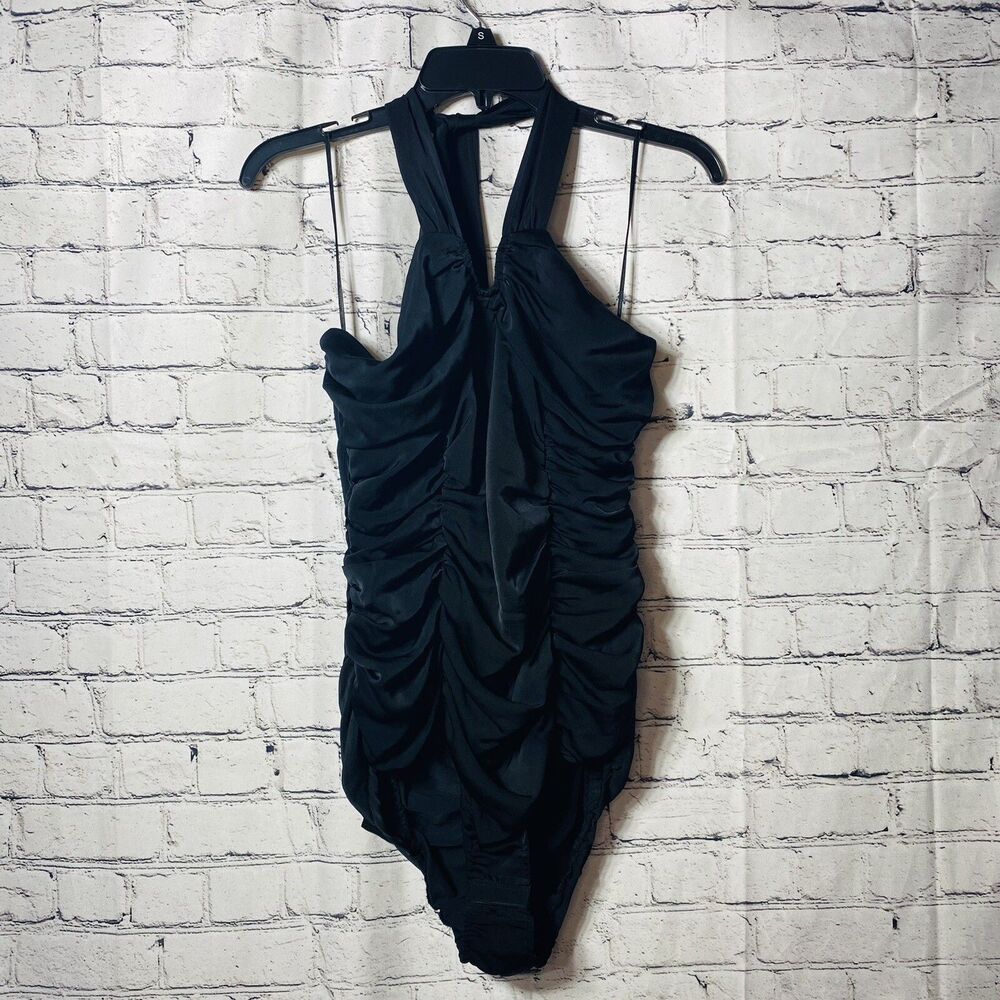 New Zara black sleeveless draped Bodysuit size XL